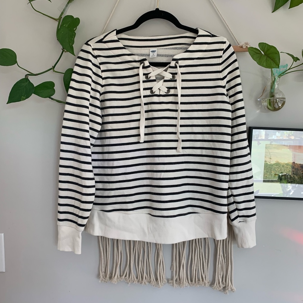 Black and white striped sweater